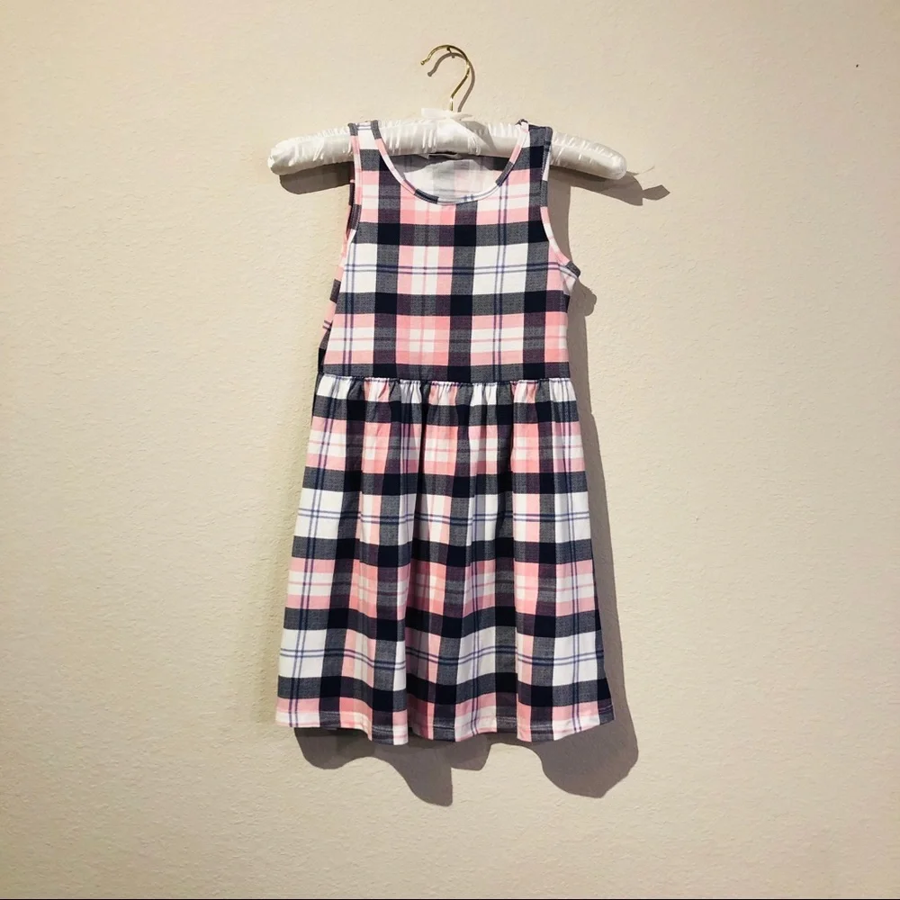 H&M Girls Casual Plaid Multicolor Mini Dress Size 6-8Y NWT